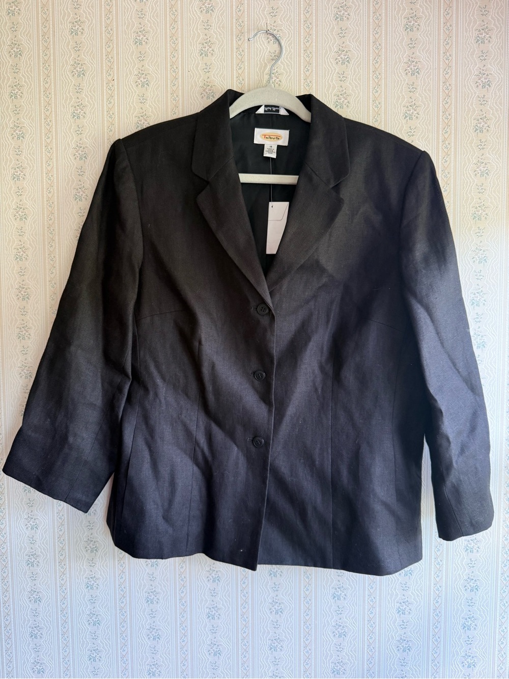 Talbots Irish Linen Blazer | Size 18 | Black | 3/4 Sleeve NWT